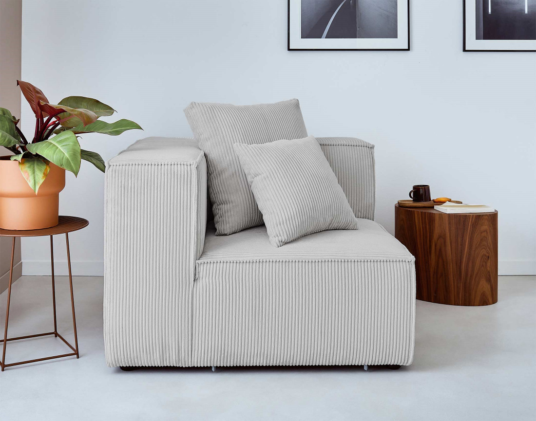 Canapé modulable d'angle gauche 6 places en velours côtelé Colombine