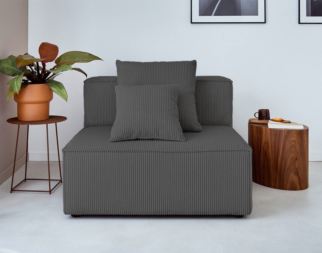 Canapé modulable d'angle gauche 6 places en velours côtelé Colombine