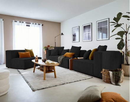 Canapé modulable d'angle gauche 6 places en velours côtelé Colombine