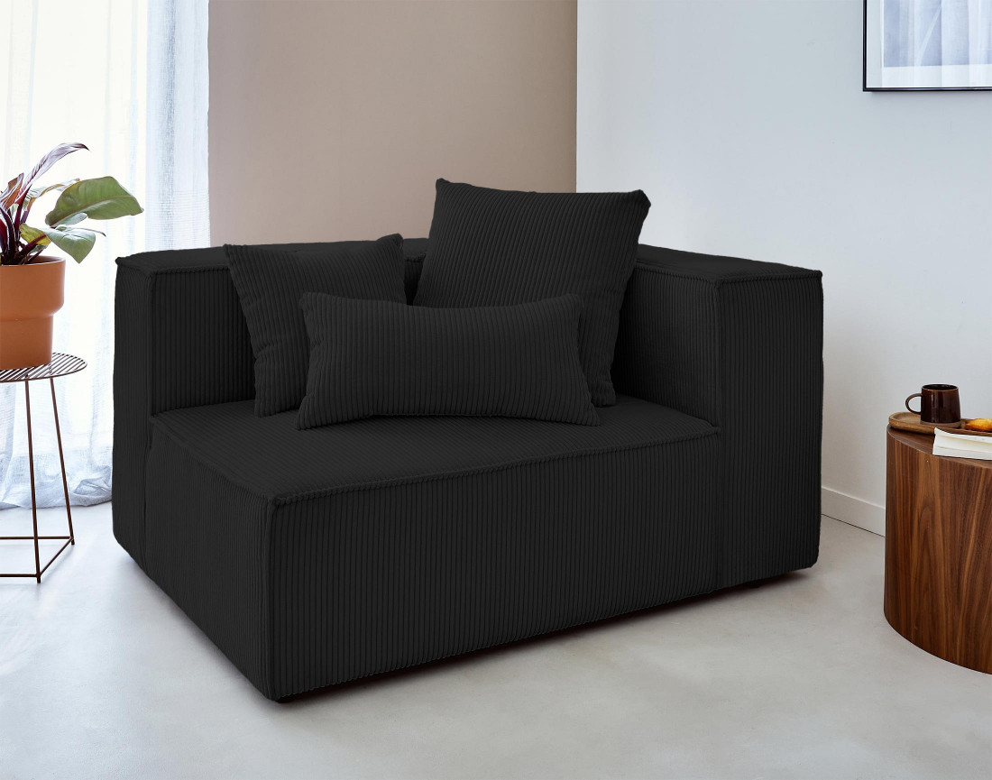 Canapé modulable d'angle gauche 6 places en velours côtelé Colombine