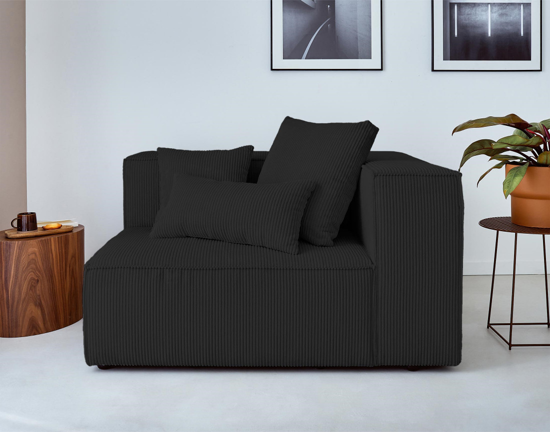 Canapé modulable d'angle gauche 6 places en velours côtelé Colombine