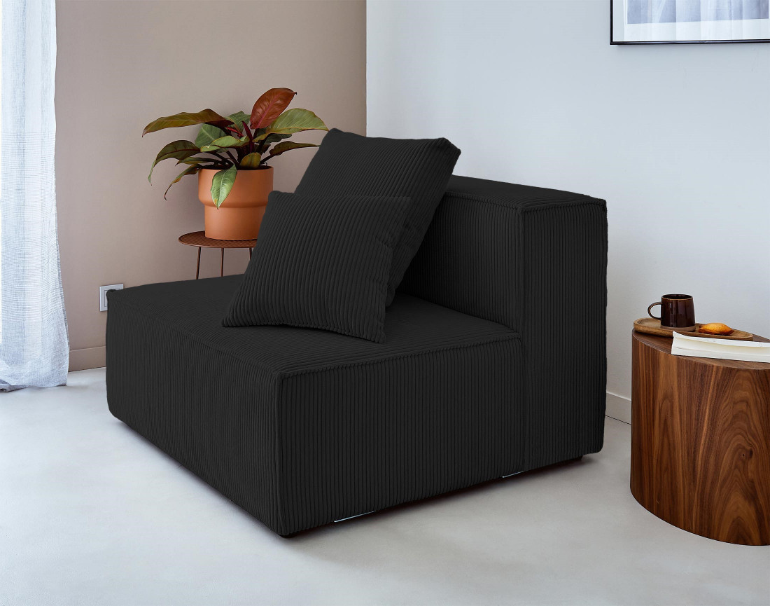 Canapé modulable d'angle gauche 6 places en velours côtelé Colombine