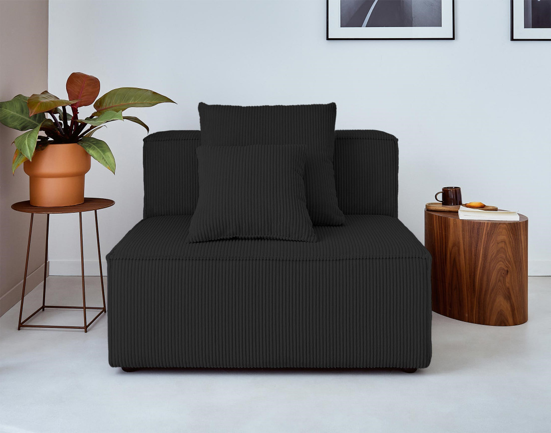 Canapé modulable d'angle gauche 6 places en velours côtelé Colombine