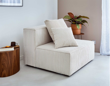 Module d'assise sans accoudoirs en velours côtelé Colombine