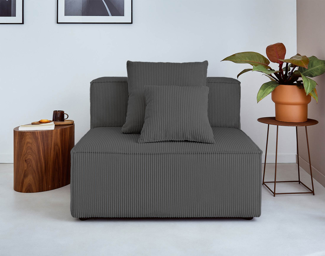 Module d'assise sans accoudoirs en velours côtelé Colombine