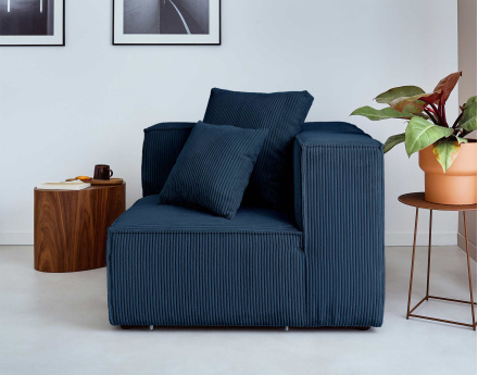 Module d'assise d'angle réversible en velours côtelé Colombine
