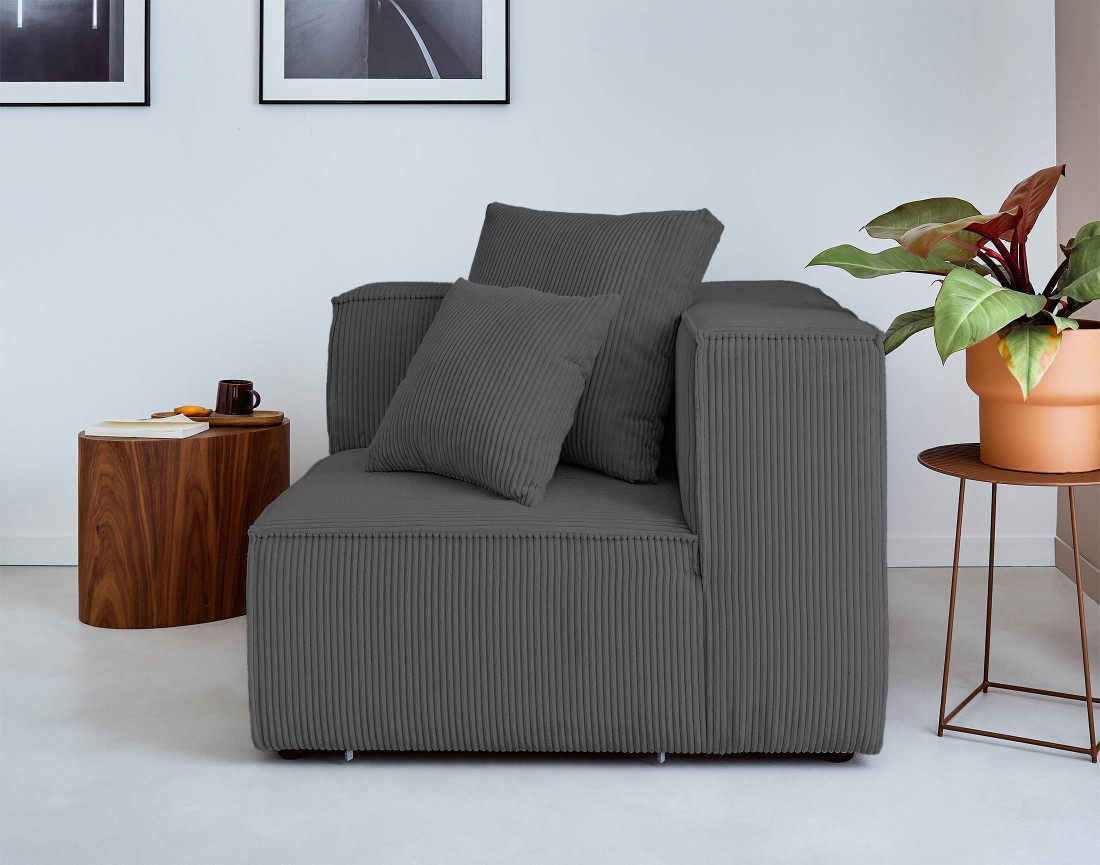 Module d'assise d'angle réversible en velours côtelé Colombine