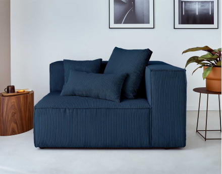 Module d'assise droit en velours côtelé Colombine