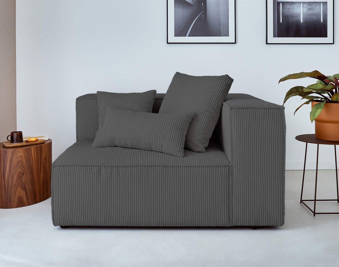 Module d'assise droit en velours côtelé Colombine