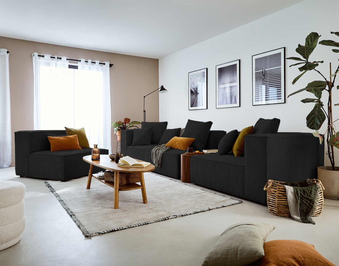 Module d'assise droit en velours côtelé Colombine