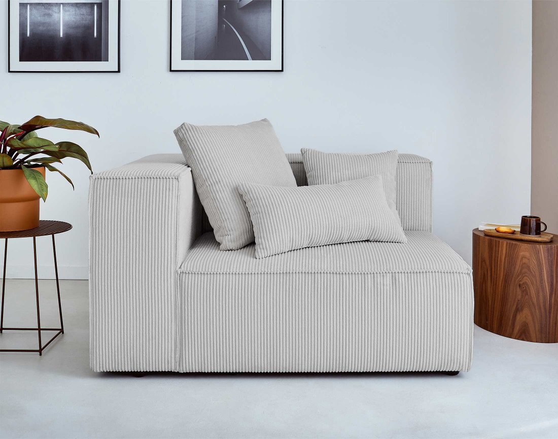 Module d'assise gauche en velours côtelé Colombine