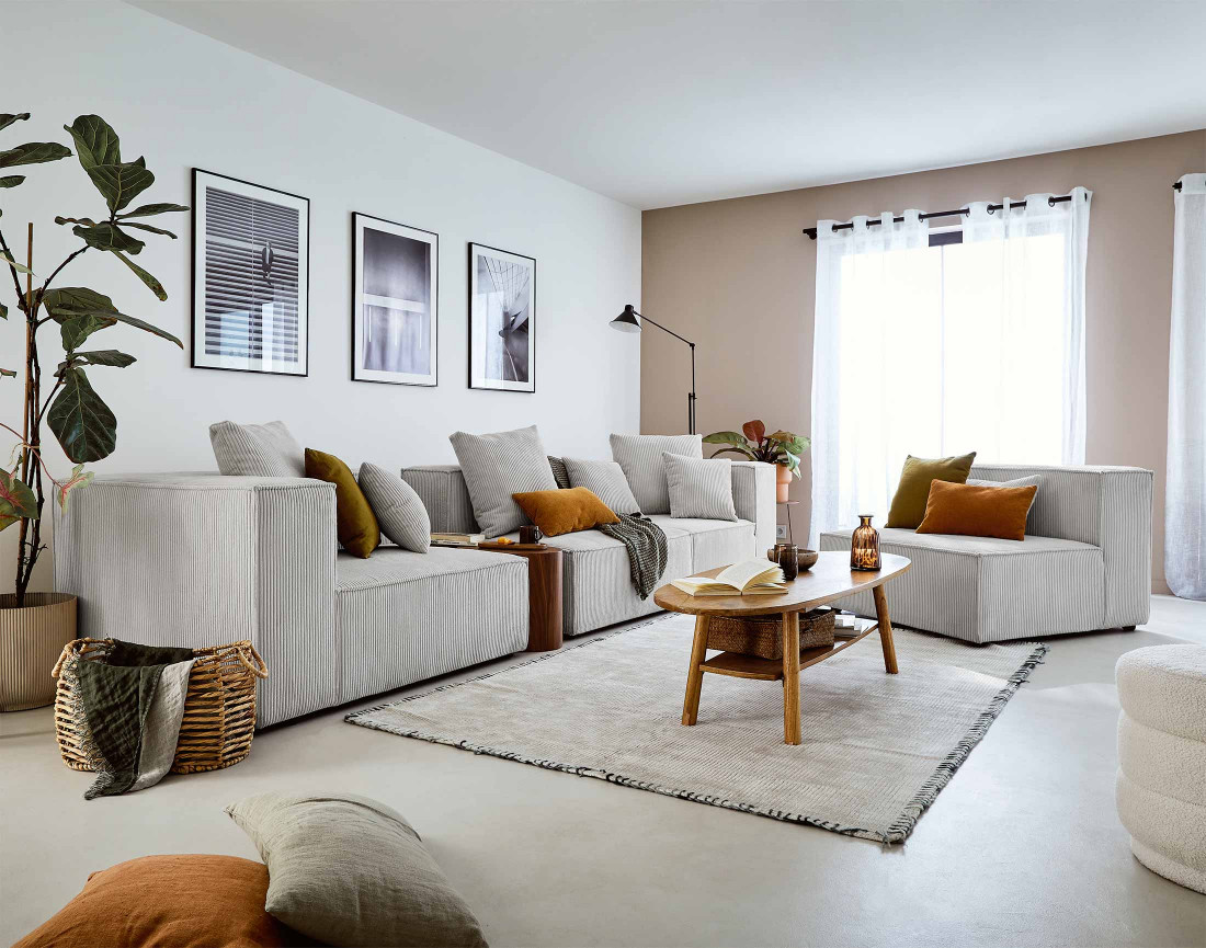 Module d'assise gauche en velours côtelé Colombine