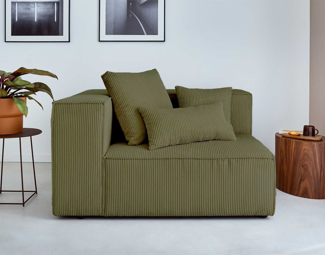 Module d'assise gauche en velours côtelé Colombine