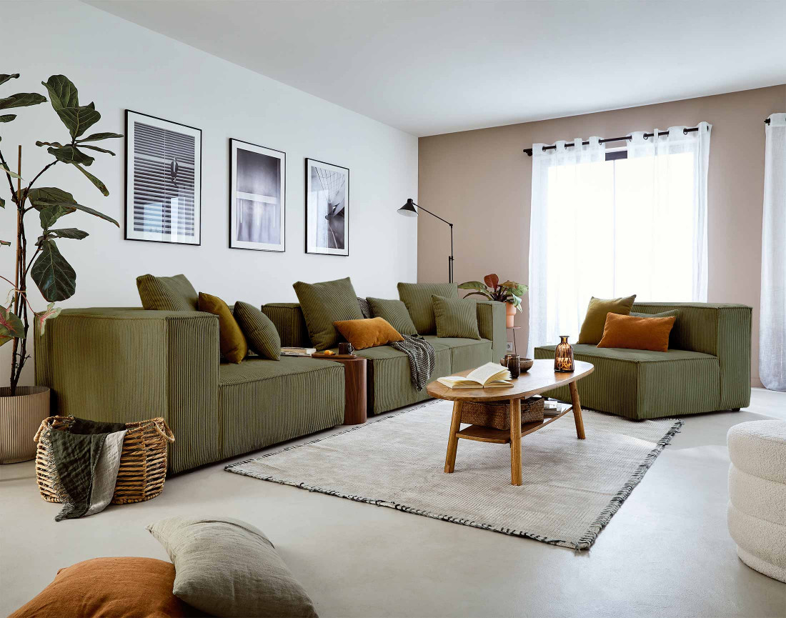 Module d'assise gauche en velours côtelé Colombine