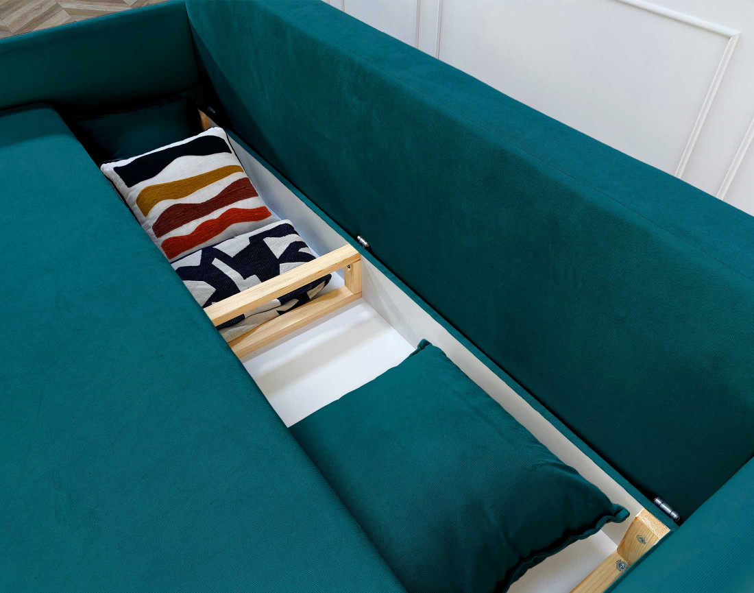 Canapé 3 places convertible avec coffre en velours Apia