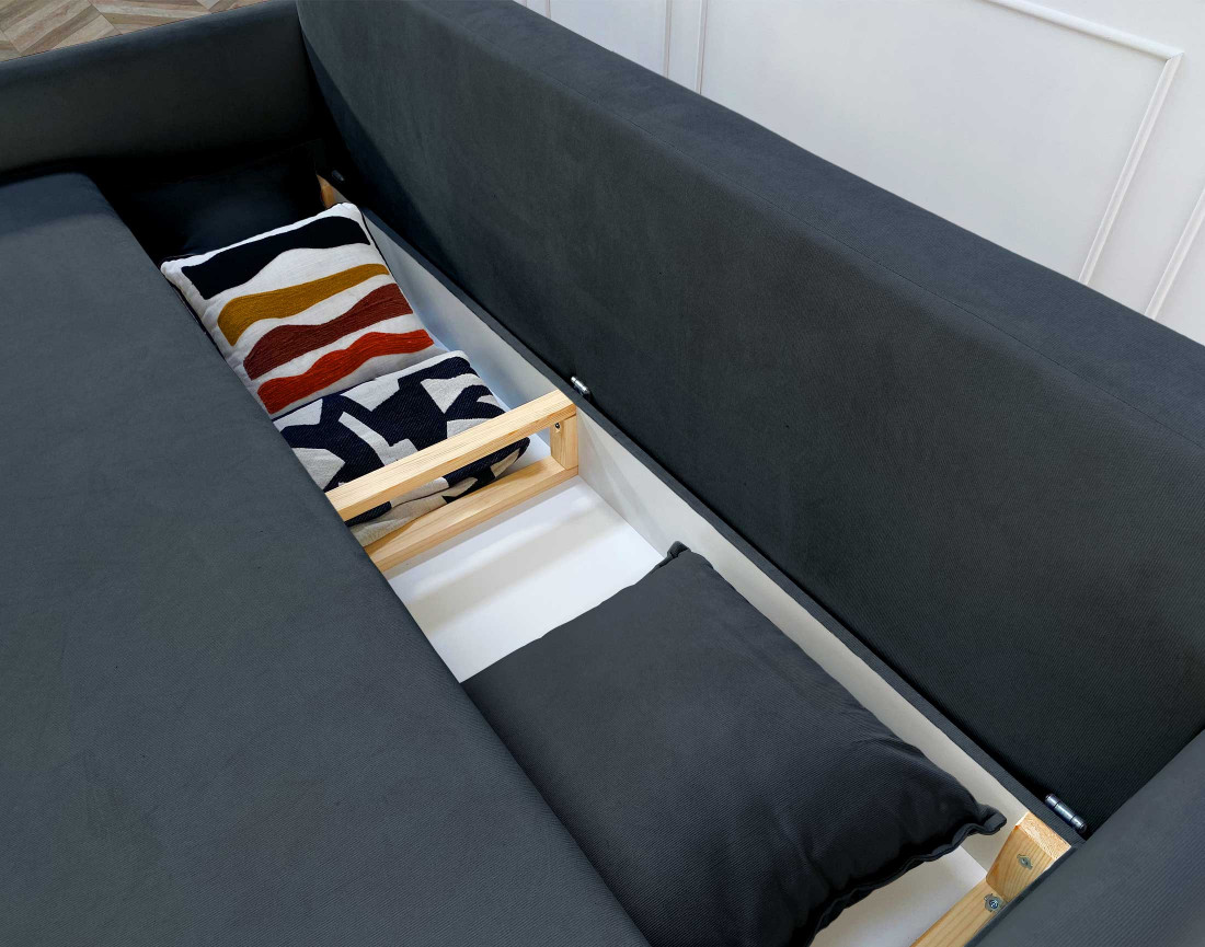 Canapé 3 places convertible avec coffre en velours Apia