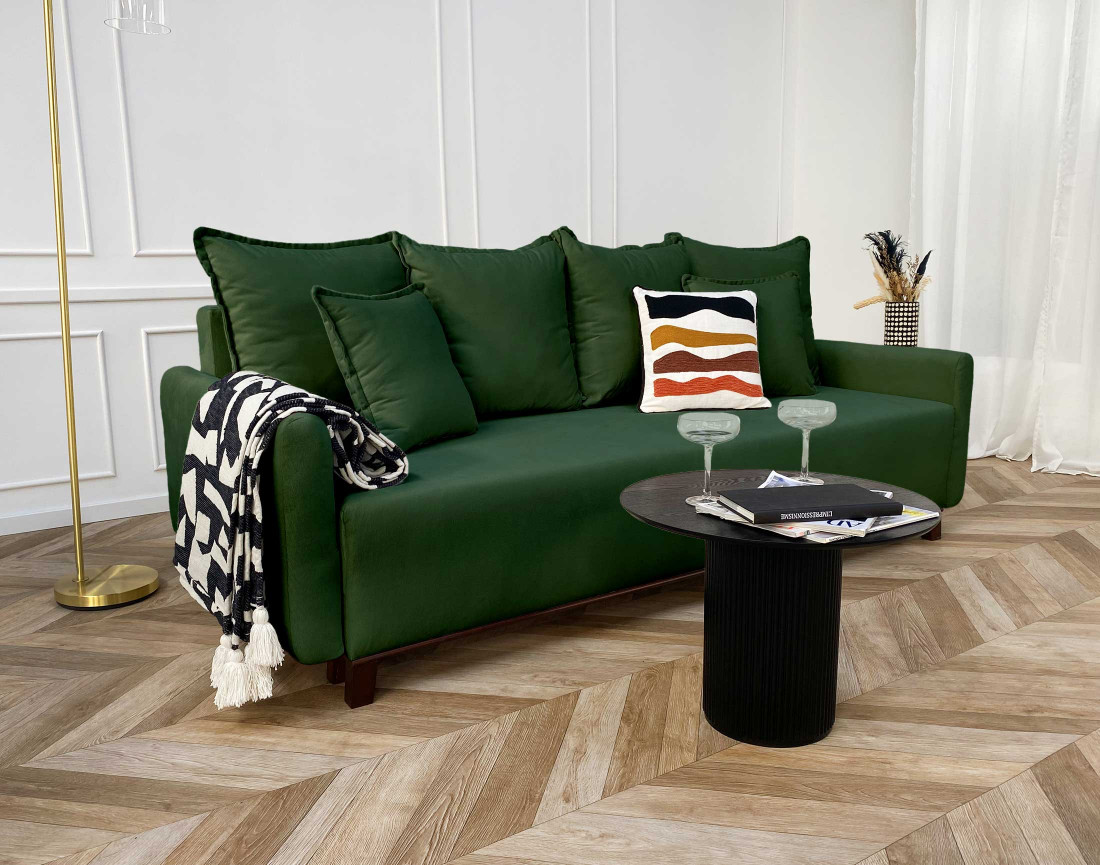 Canapé 3 places convertible avec coffre en velours Apia