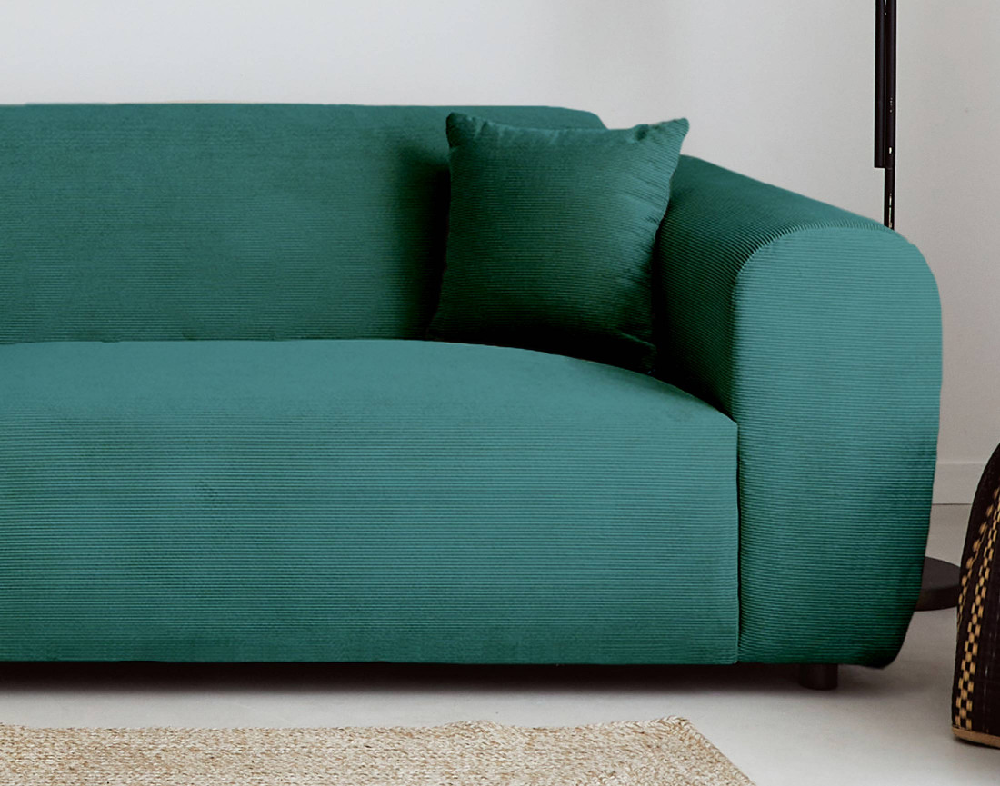 Canapé d'angle gauche 4 places en velours côtelé Aumance