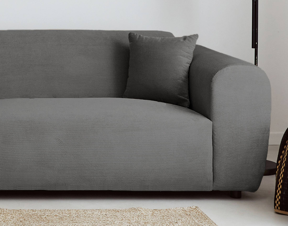 Canapé d'angle gauche 4 places en velours côtelé Aumance