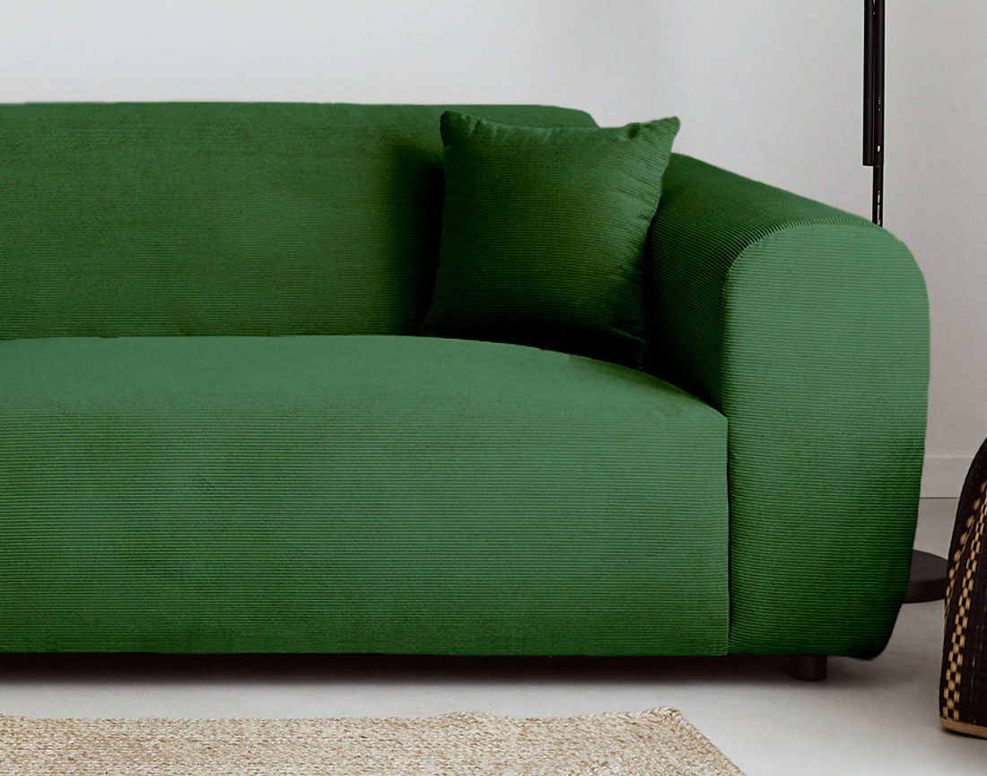 Canapé d'angle gauche 4 places en velours côtelé Aumance