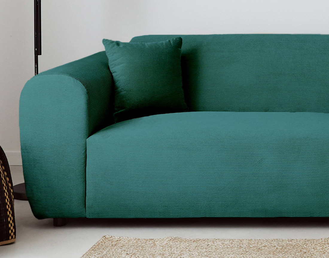 Canapé d'angle droit 4 places en velours côtelé Aumance