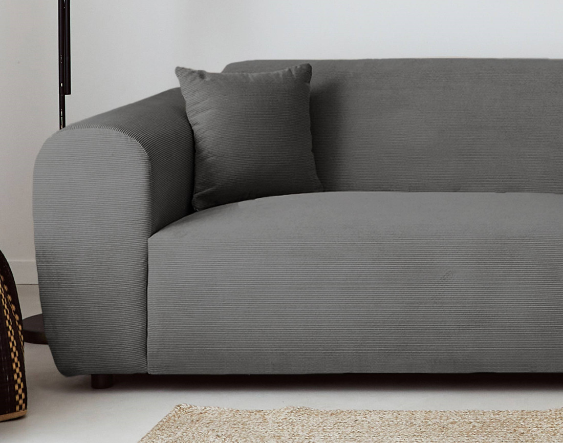 Canapé d'angle droit 4 places en velours côtelé Aumance