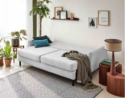 Canapé 3 places convertible avec coffre en velours côtelé Dan