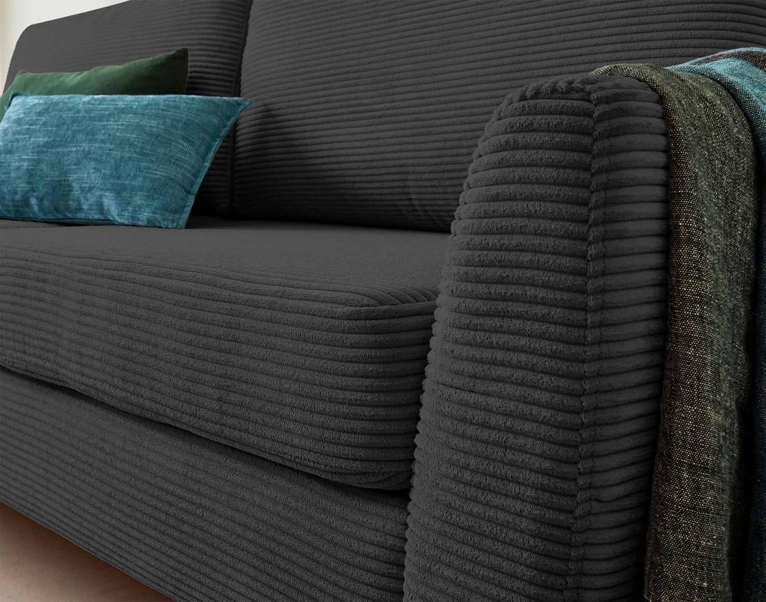 Canapé 3 places convertible avec coffre en velours côtelé Dan