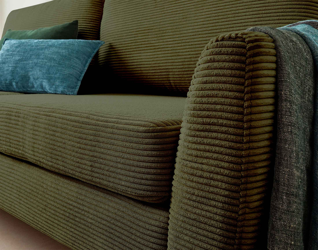 Canapé 3 places convertible avec coffre en velours côtelé Dan