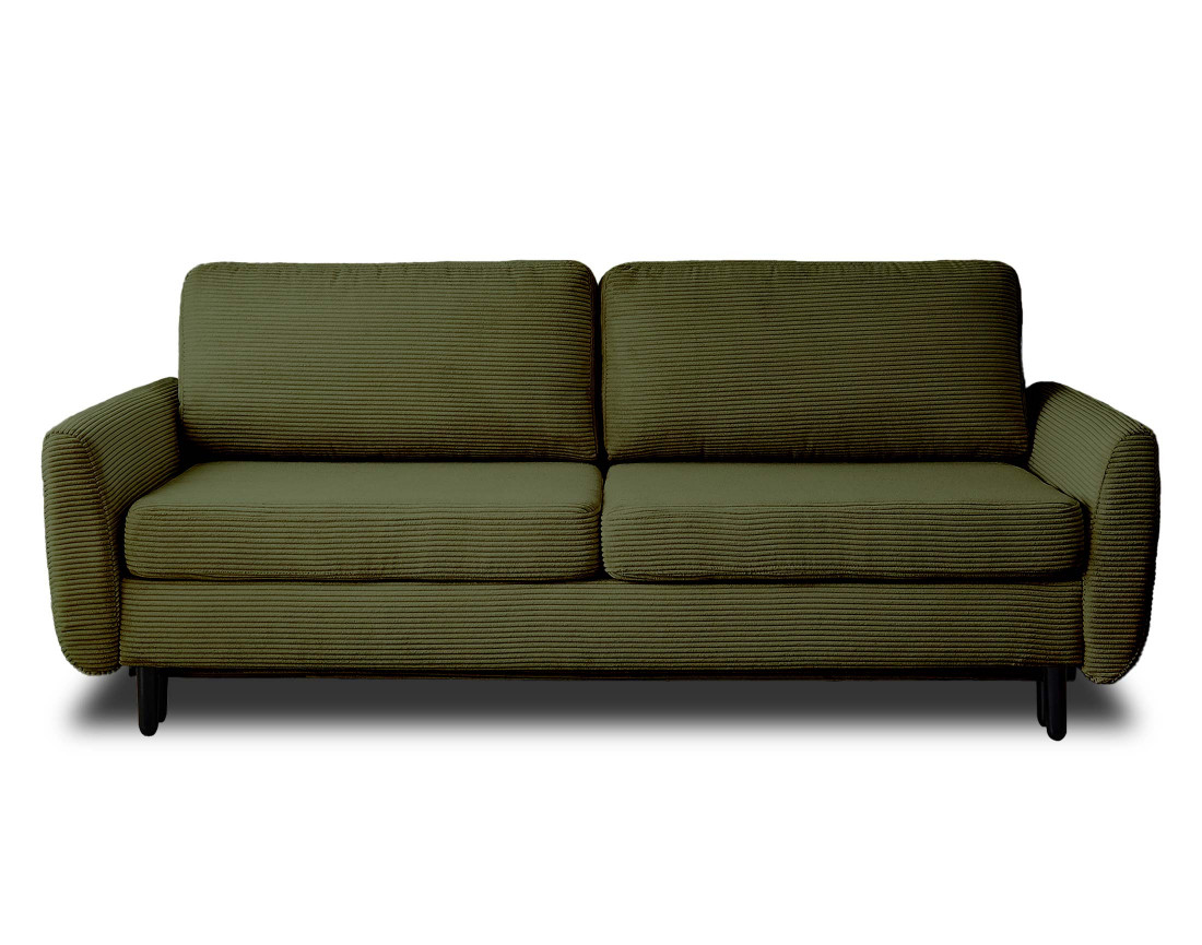 Canapé 3 places convertible avec coffre en velours côtelé Dan