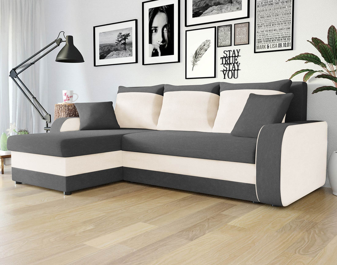 Canapé d'angle réversible convertible avec coffres 4 places en velours Valos