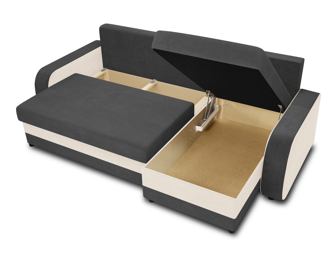 Canapé d'angle réversible convertible avec coffres 4 places en velours Valos