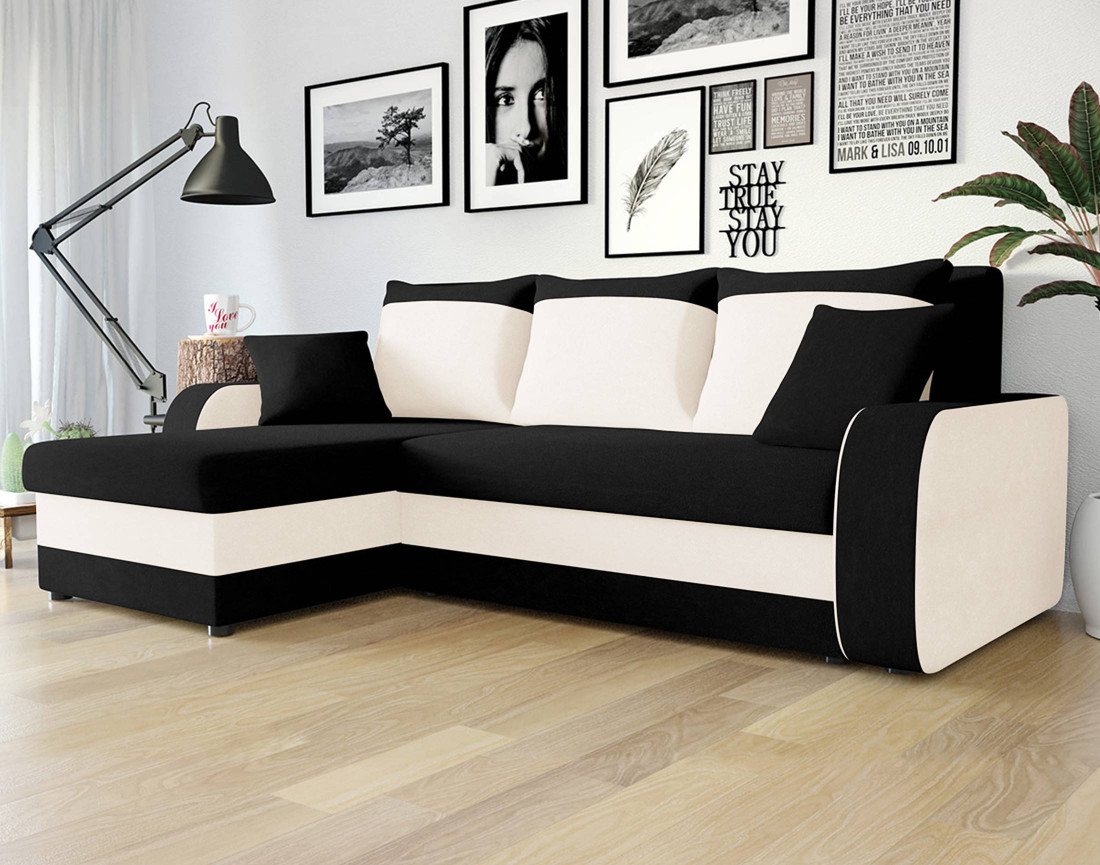 Canapé d'angle réversible convertible avec coffres 4 places en velours Valos