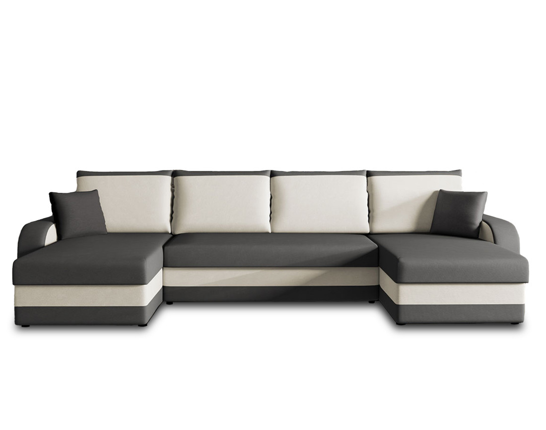 Canapé panoramique en U convertible avec coffres 7 places en velours Valos