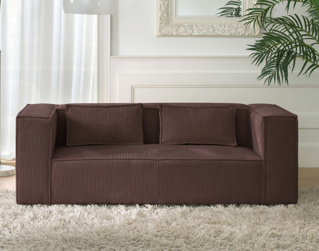 Stella - canapé fixe 2 places - en velours côtelé - style contemporain