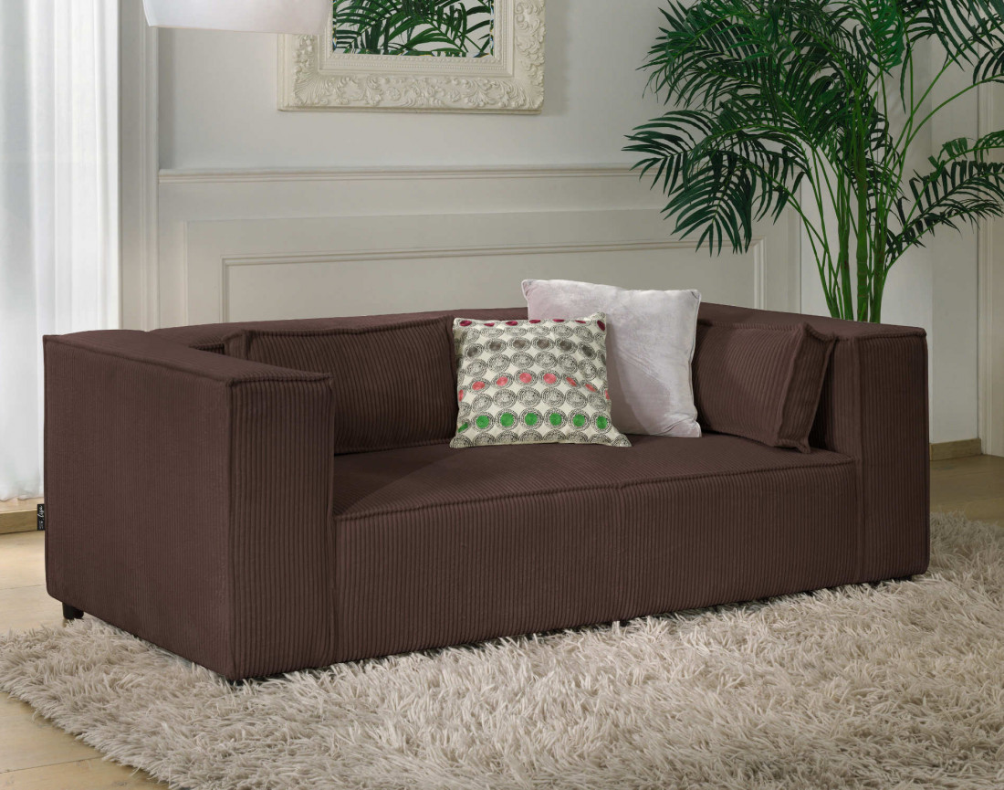 Stella - canapé fixe 2 places - en velours côtelé - style contemporain