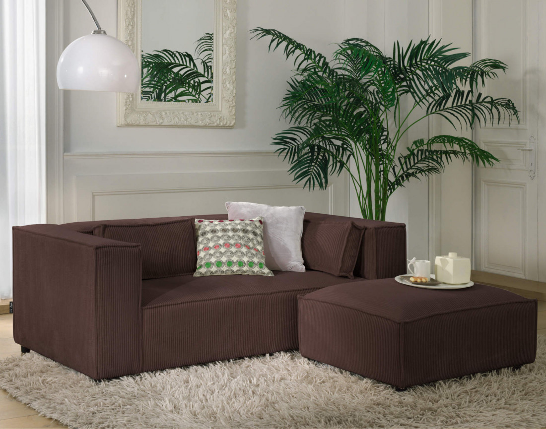 Stella - canapé fixe 2 places - en velours côtelé - style contemporain