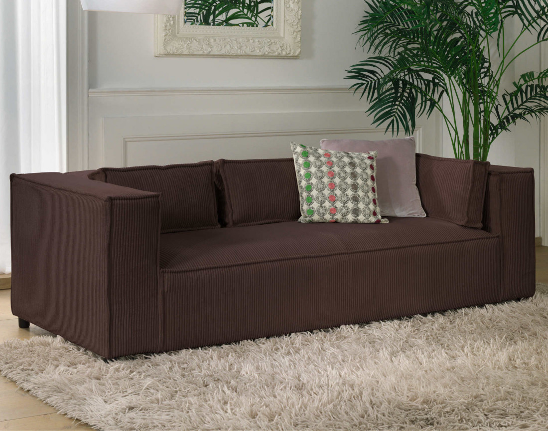 Stella - canapé fixe 3 places - en velours côtelé - style contemporain