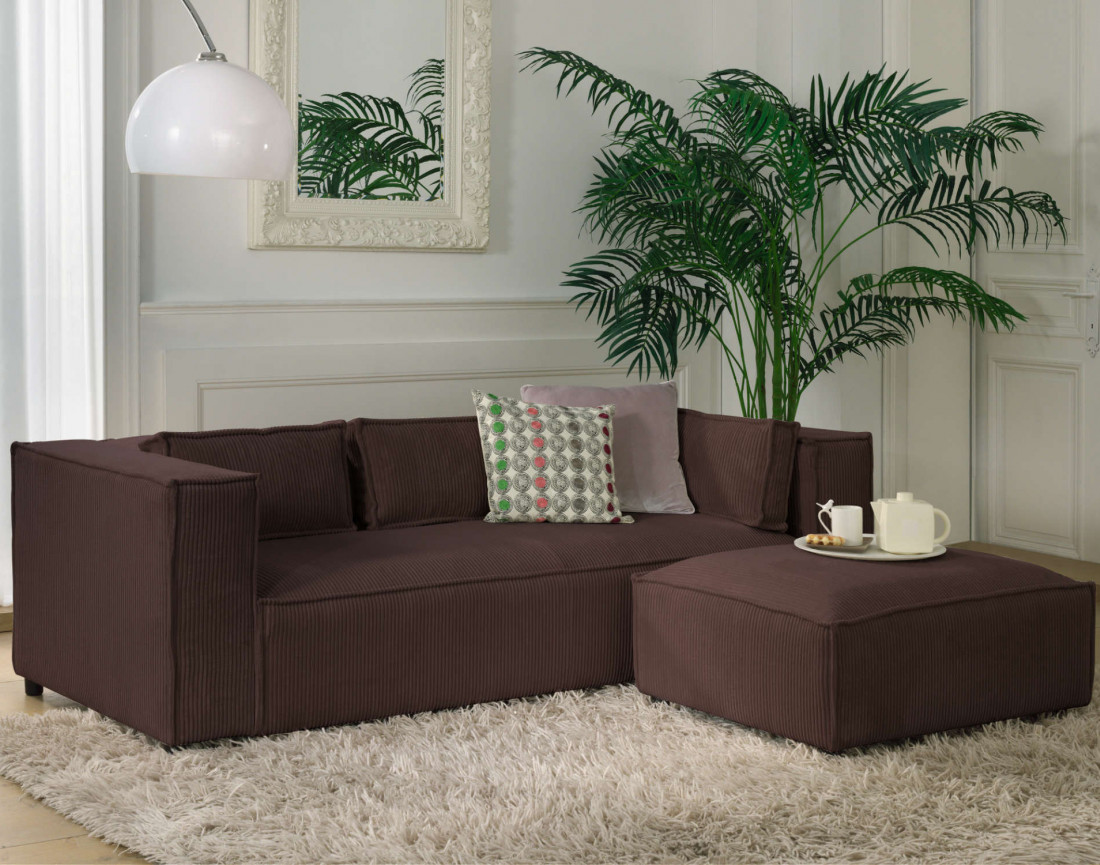 Stella - canapé fixe 3 places - en velours côtelé - style contemporain