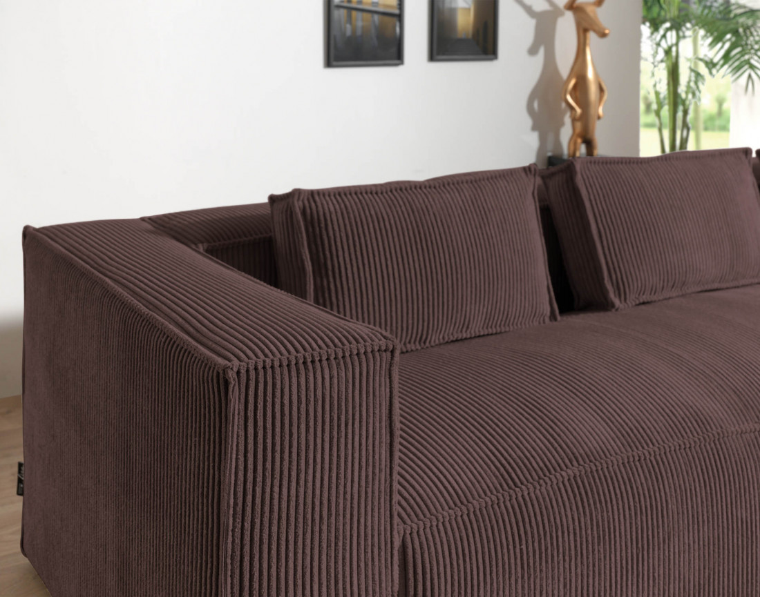 Stella - canapé d'angle - en velours côtelé - 4 places -style contemporain - droit