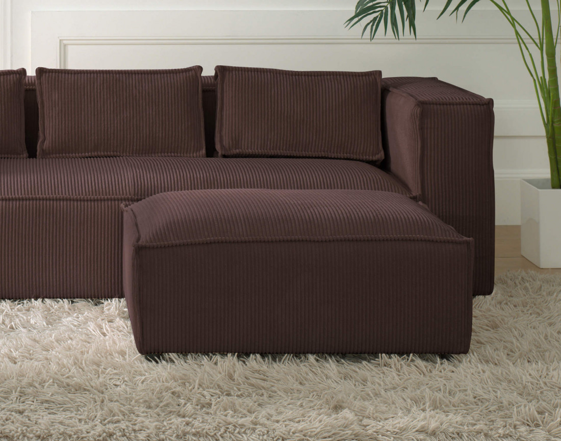 Stella - pouf en velours côtelé au style contemporain