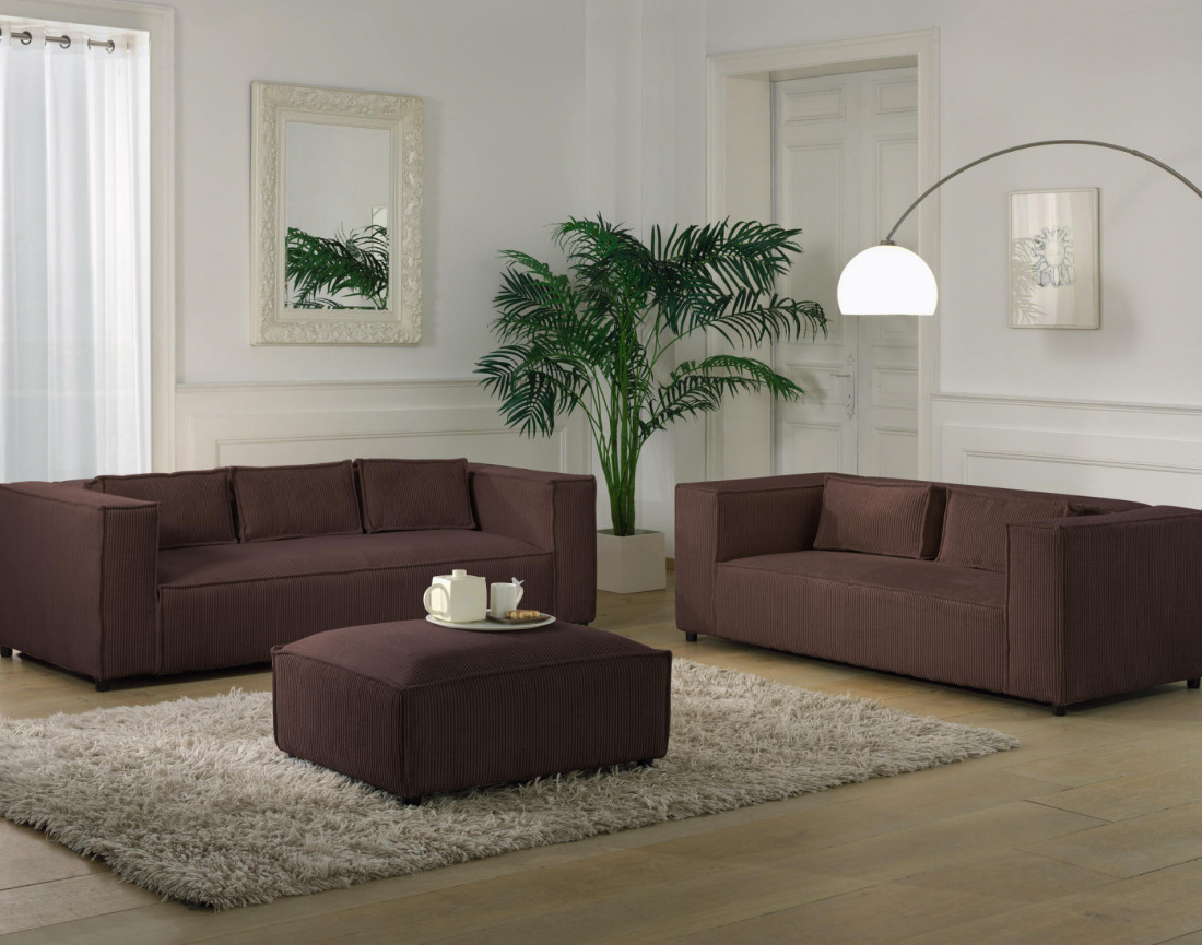 Stella - pouf en velours côtelé au style contemporain