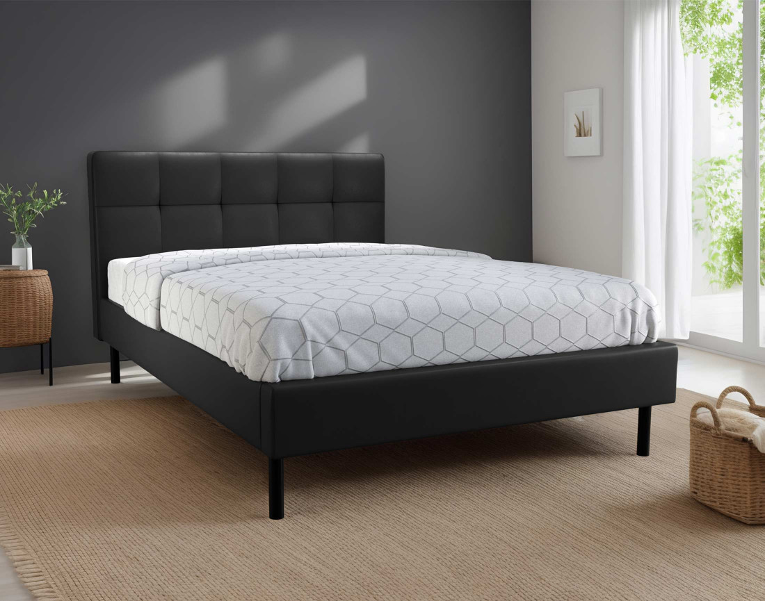 Lit 140x190 cm avec sommier inclus en simili Magritte