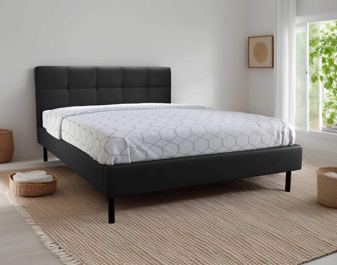 Lit 160x200 cm avec sommier inclus en simili Magritte