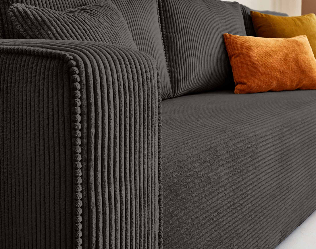 Canapé 3 places convertible avec coffre en velours côtelé Topaze