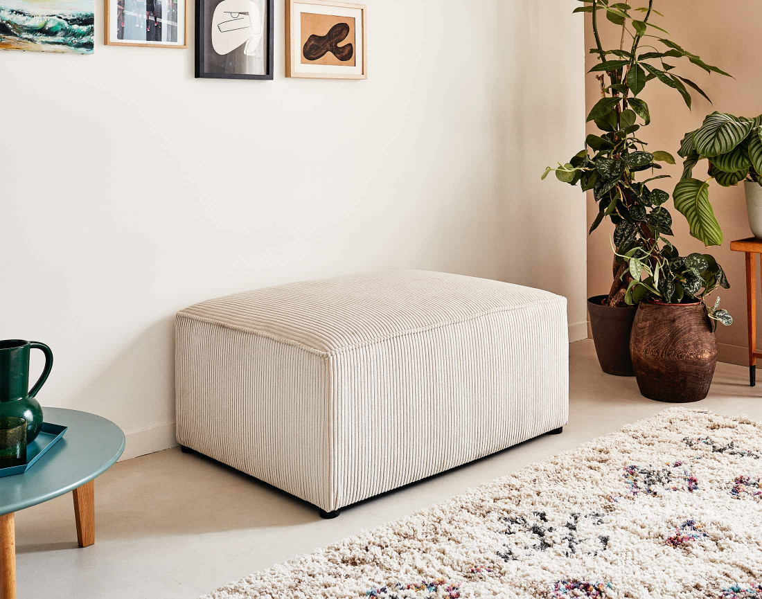 Pouf en velours côtelé Topaze