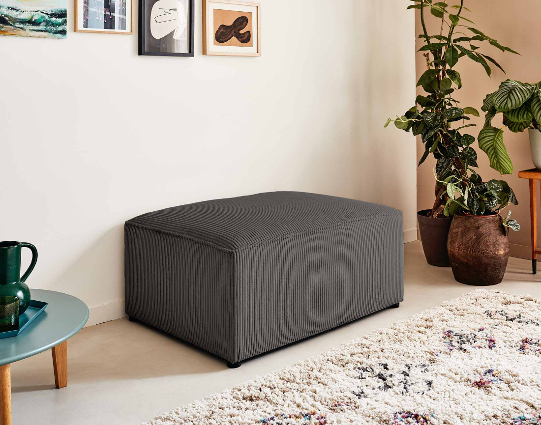 Pouf en velours côtelé Topaze