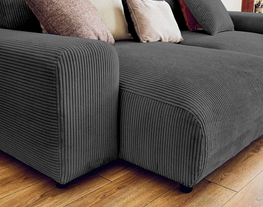 Canapé d'angle réversible 4 places en velours côtelé Garance