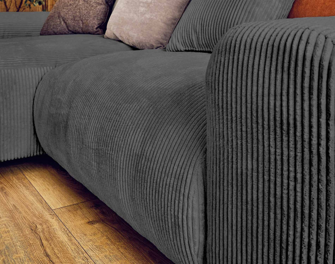 Canapé d'angle réversible 4 places en velours côtelé Garance