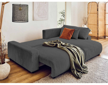 Canapé d'angle réversible convertible avec coffre 4 places en velours côtelé Pivoine